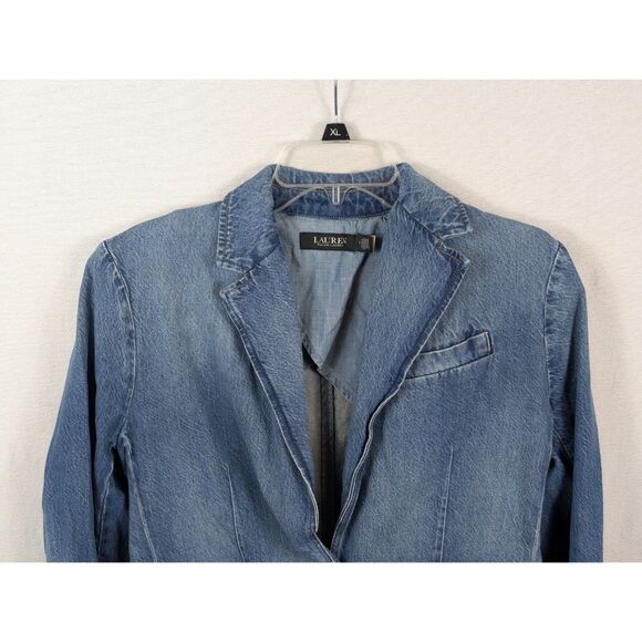 Lauren Ralph Lauren Denim Blazer Blue Women's Size 4 - Picture 2 of 15